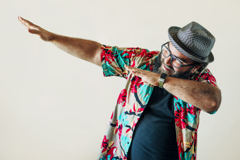 Bearded Man in Hawaiian Shirt